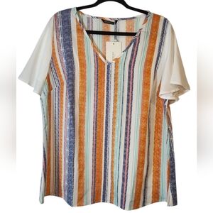 CLOSET CLEAROUT Bloomchic Striped Multicolor Women's Top Shirt Blouse Size 12
